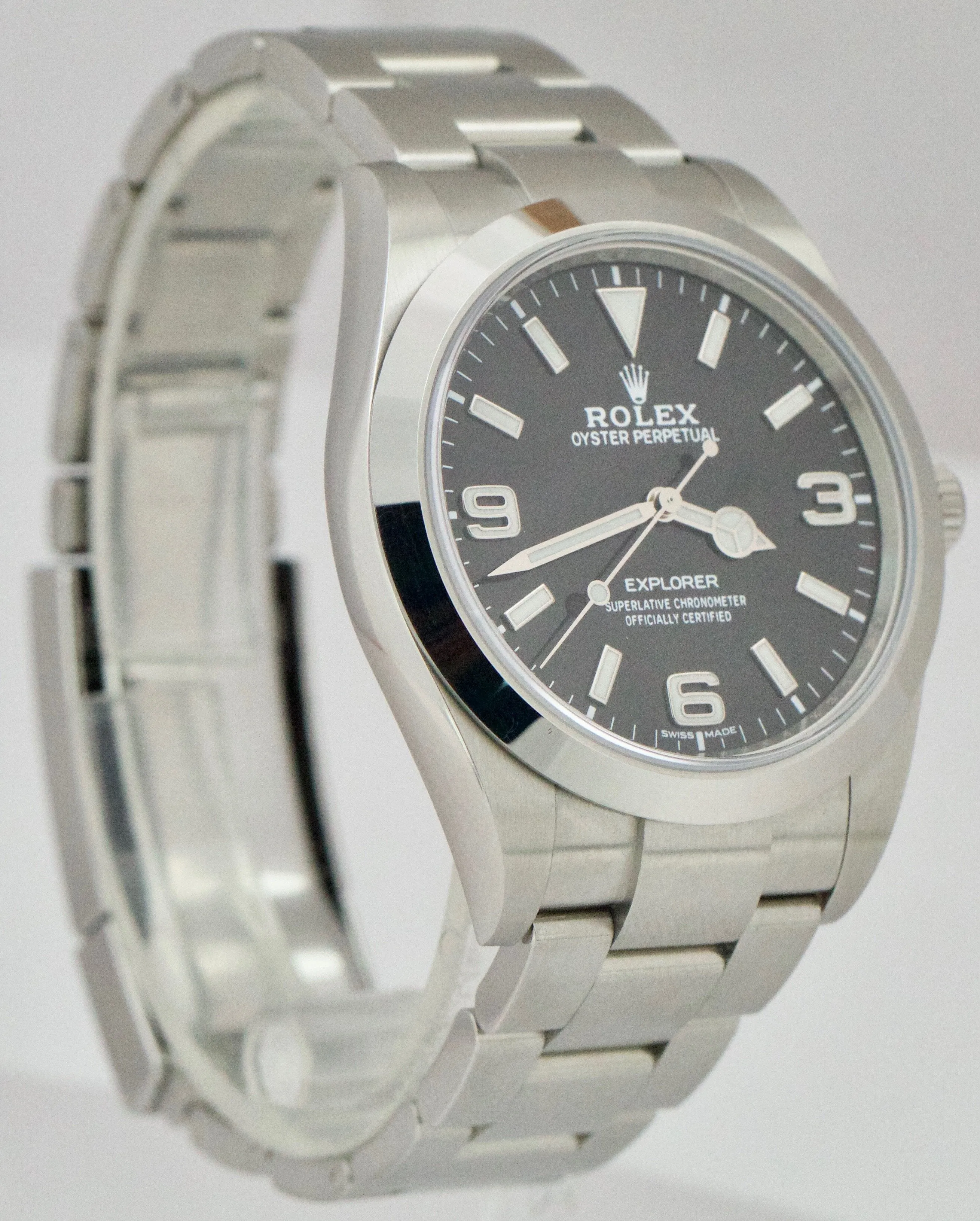 Rolex Explorer I Black PAPERS Black MK2 Stainless Steel 39mm 214270 Watch B P