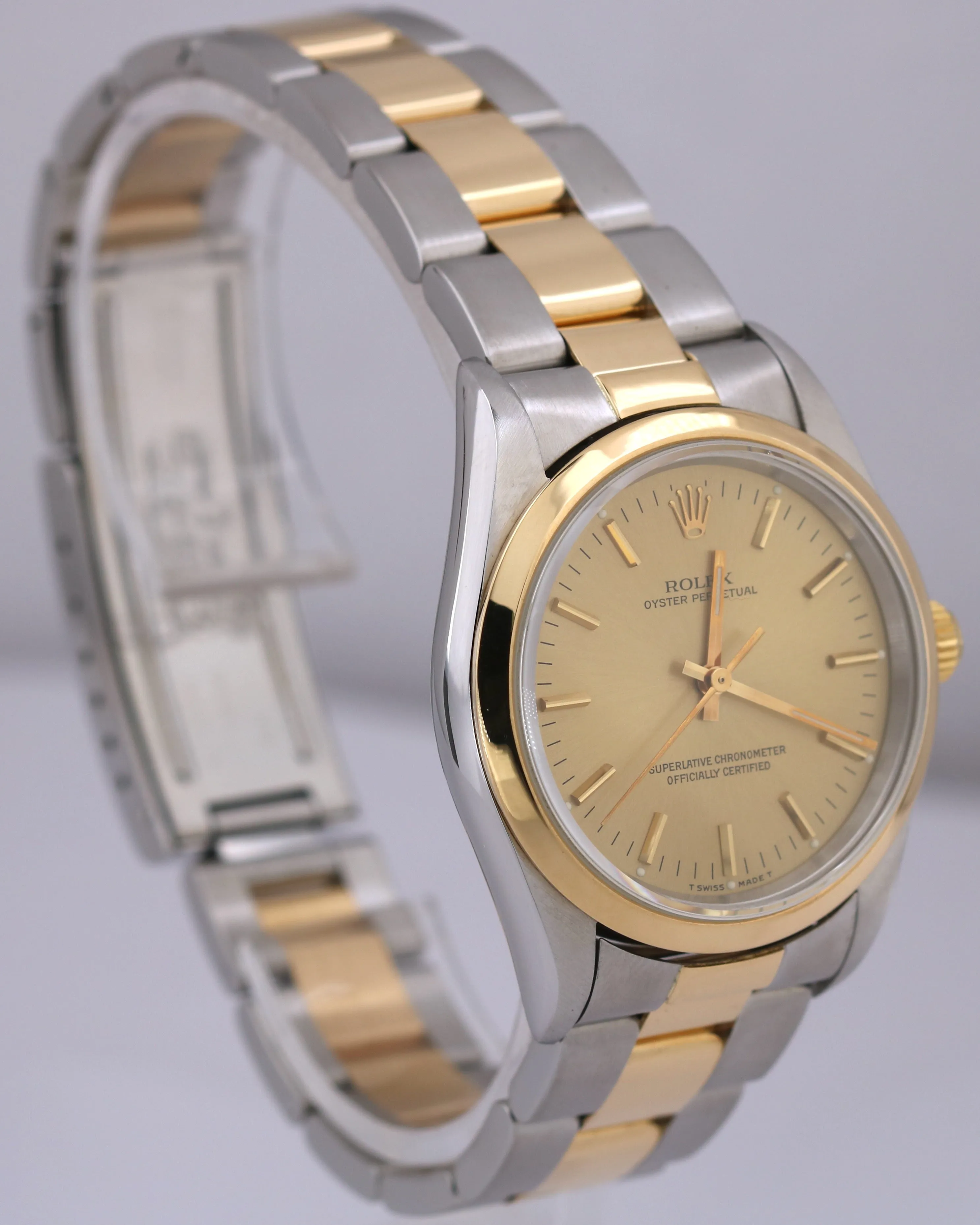 Rolex Oyster Perpetual Champagne Two-Tone 18K Yellow Gold Steel 34mm 14203 Watch