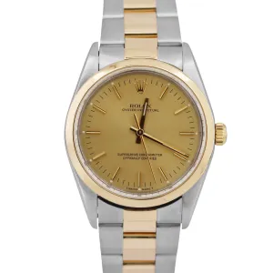 Rolex Oyster Perpetual Champagne Two-Tone 18K Yellow Gold Steel 34mm 14203 Watch