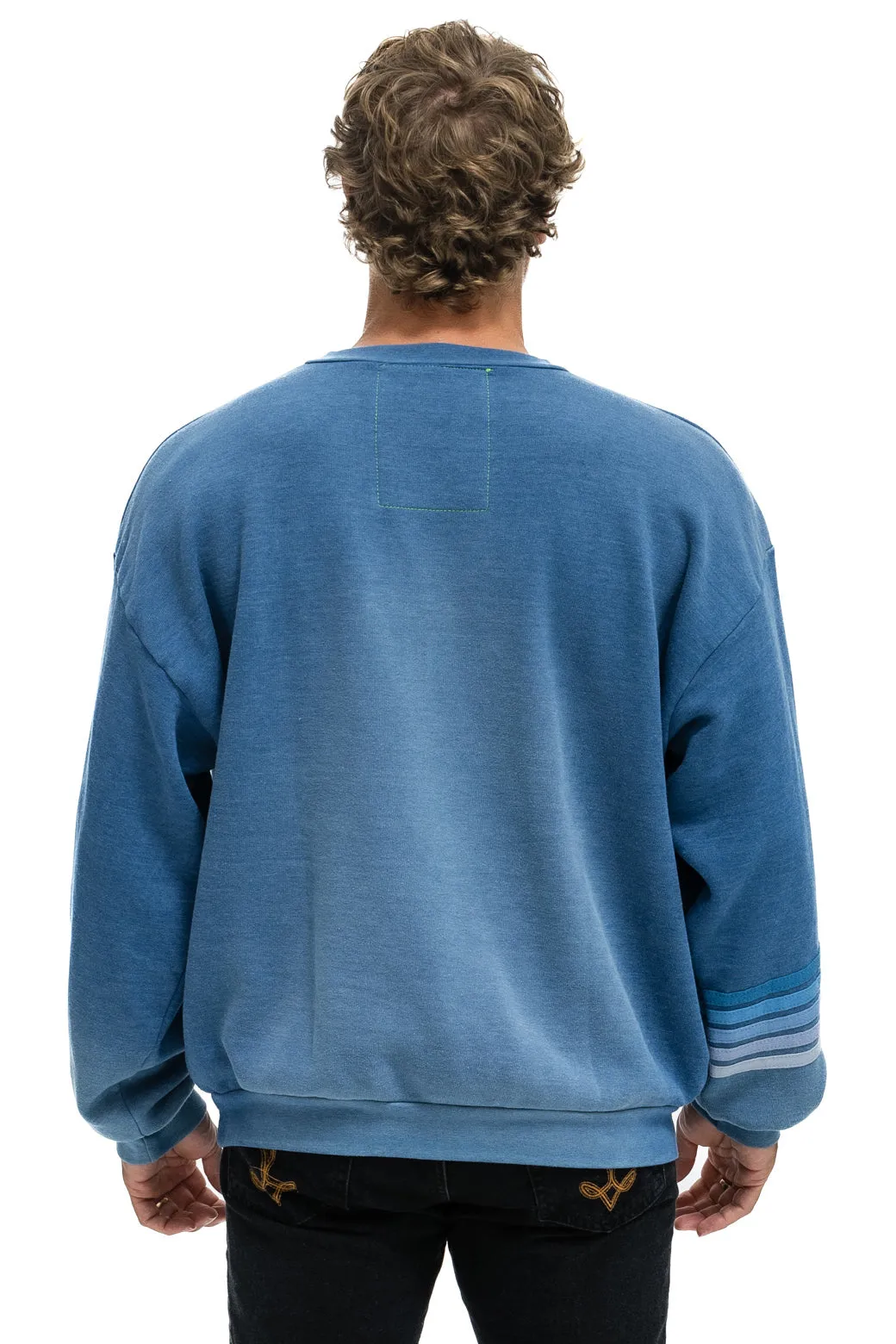 RUGBY STITCH RELAXED CREW SWEATSHIRT - FADED WATER