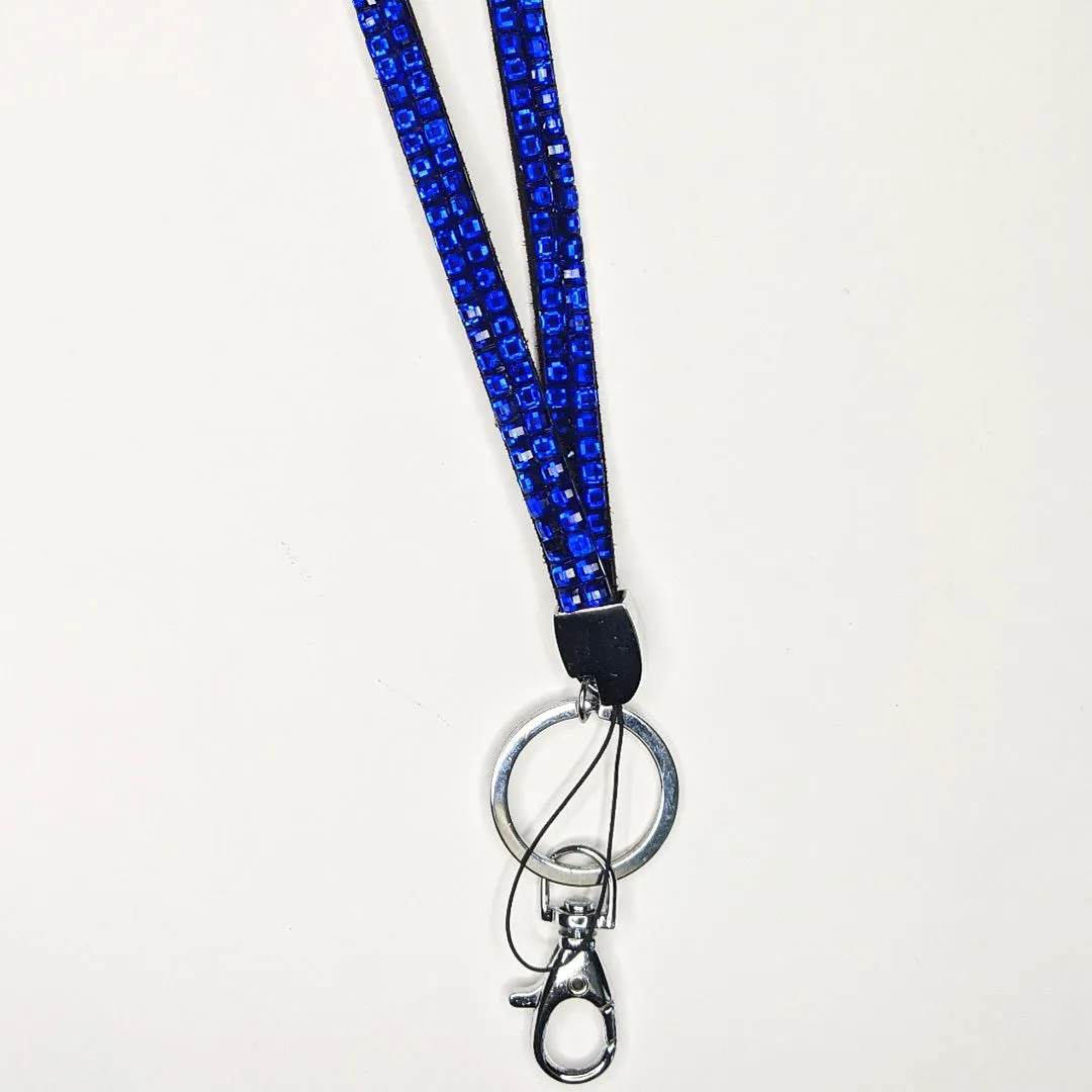 Sapphire Blue Rhinestone Crystal Lanyards