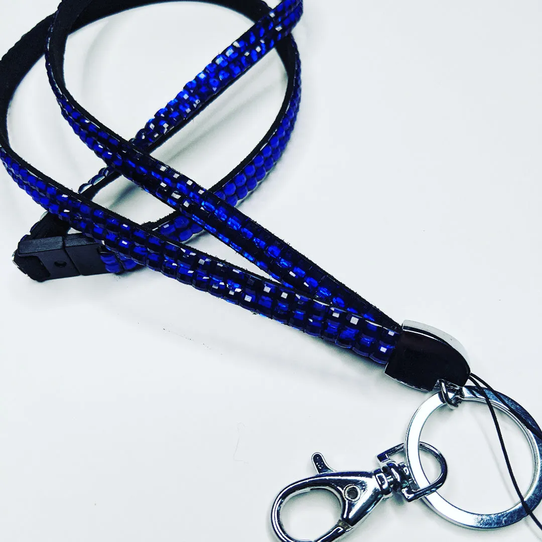 Sapphire Blue Rhinestone Crystal Lanyards