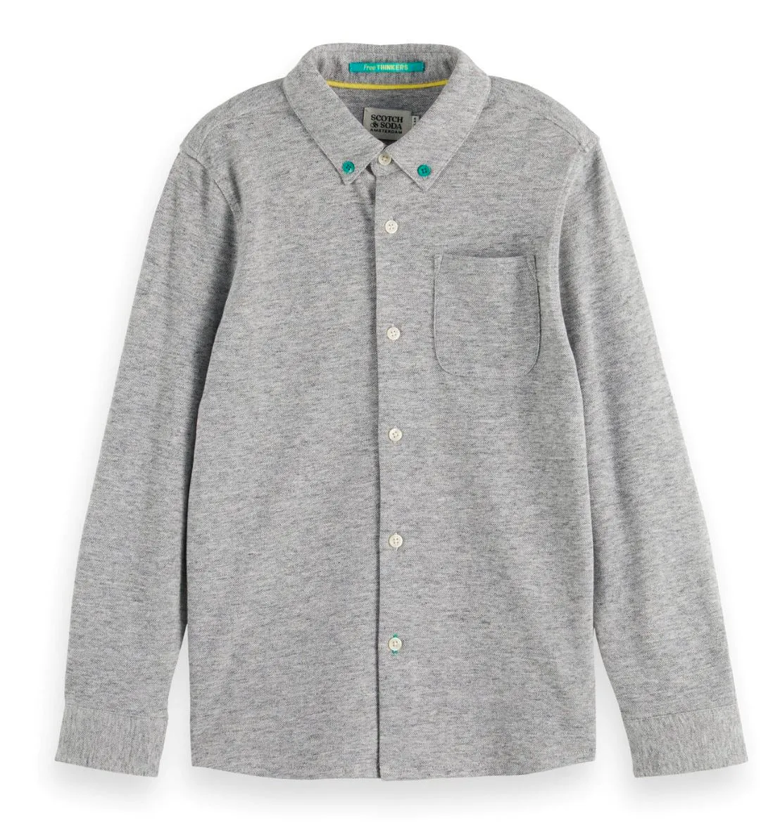Scotch & Soda Regular-Fit Pique Shirt-Grey