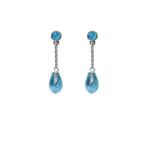 Silver Blue Topaz Briolette Drop Earrings