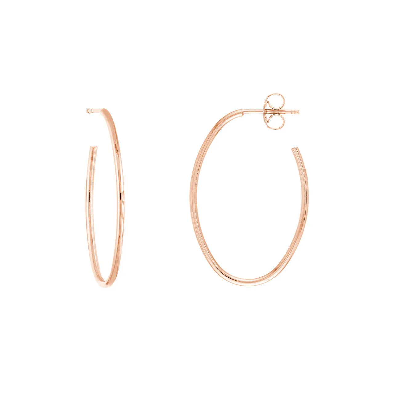 Small Thin Oval Post Hoop Earrings