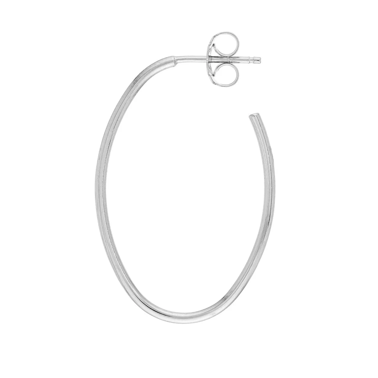 Small Thin Oval Post Hoop Earrings