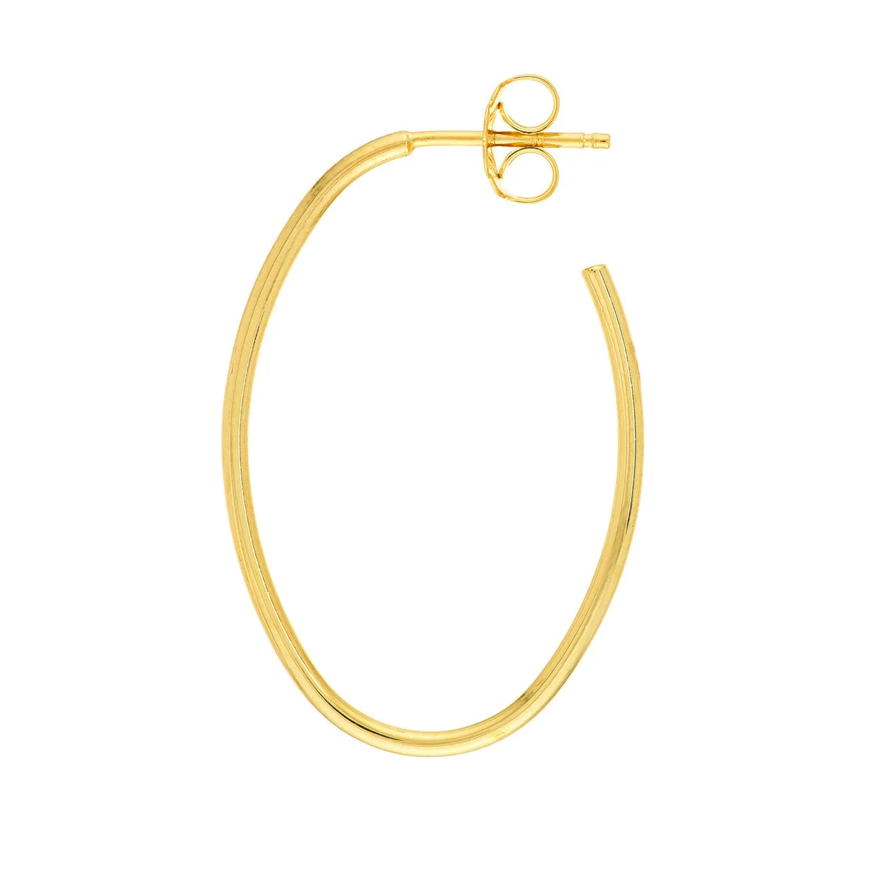 Small Thin Oval Post Hoop Earrings