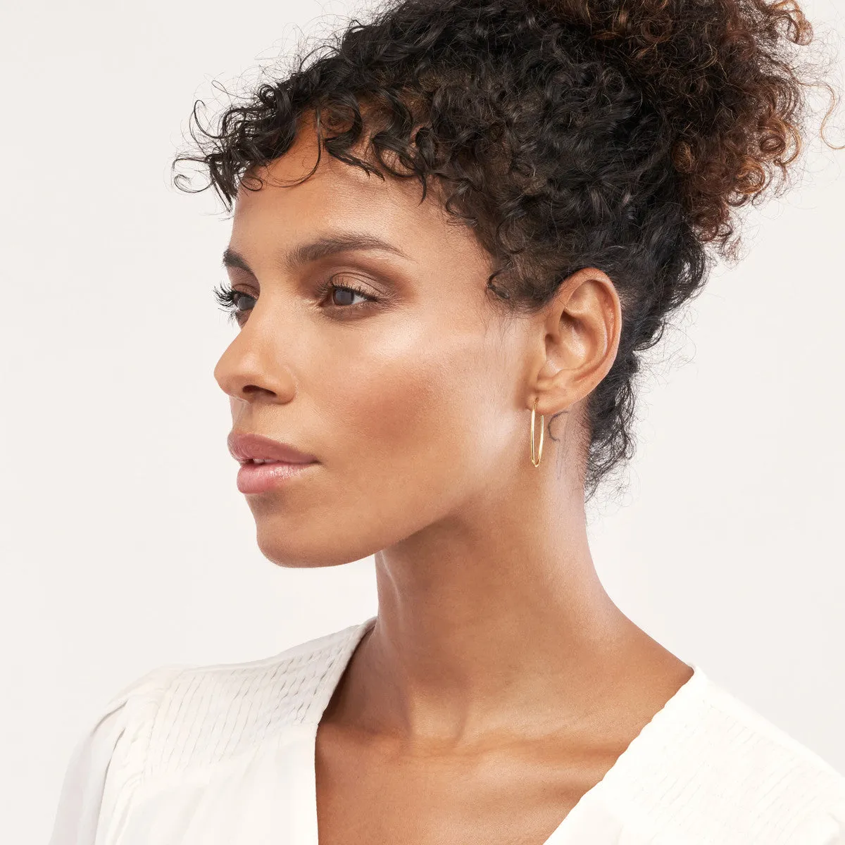 Small Thin Oval Post Hoop Earrings