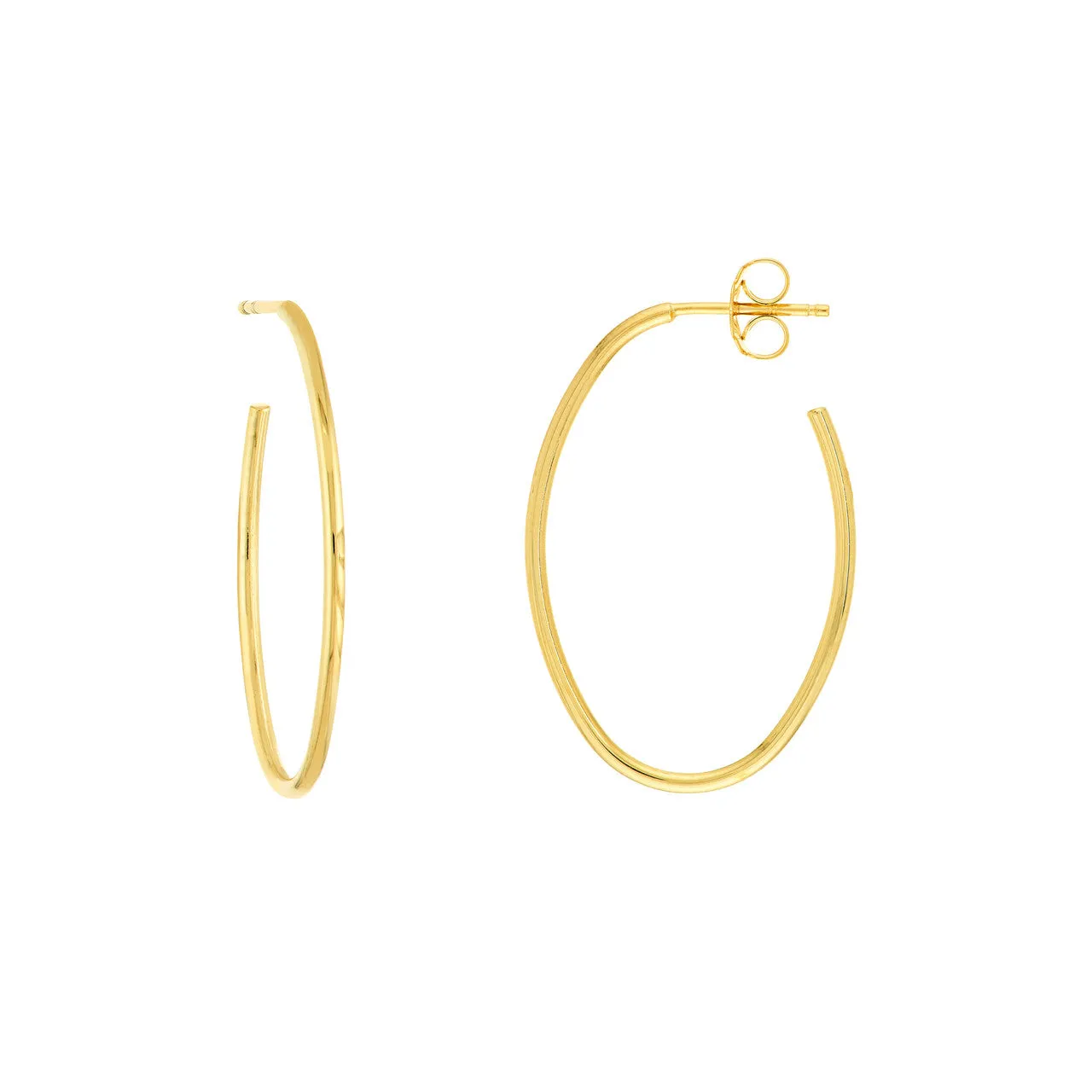 Small Thin Oval Post Hoop Earrings