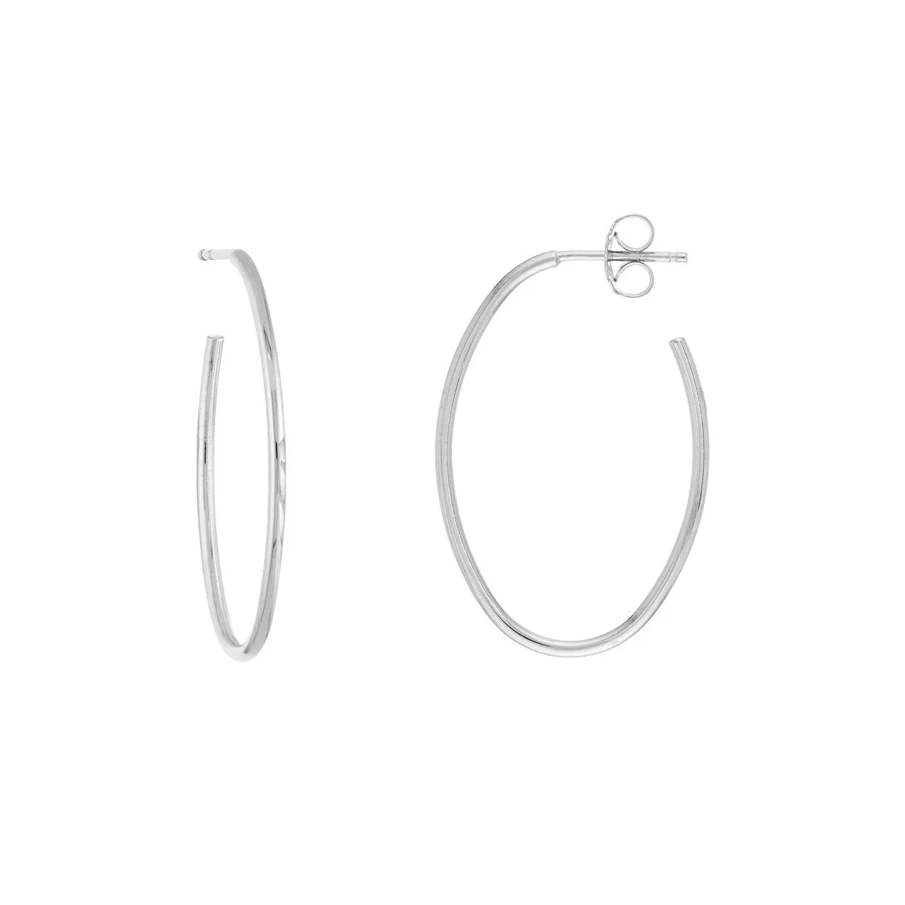 Small Thin Oval Post Hoop Earrings