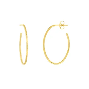 Small Thin Oval Post Hoop Earrings