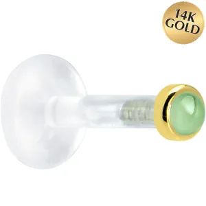 Solid 14KT Yellow Gold 2mm Genuine Peridot Bioplast Push in Monroe