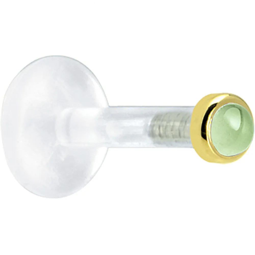 Solid 14KT Yellow Gold 2mm Genuine Peridot Bioplast Push in Monroe