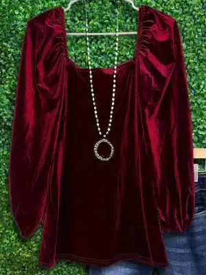 Square-Neck Velvet Top