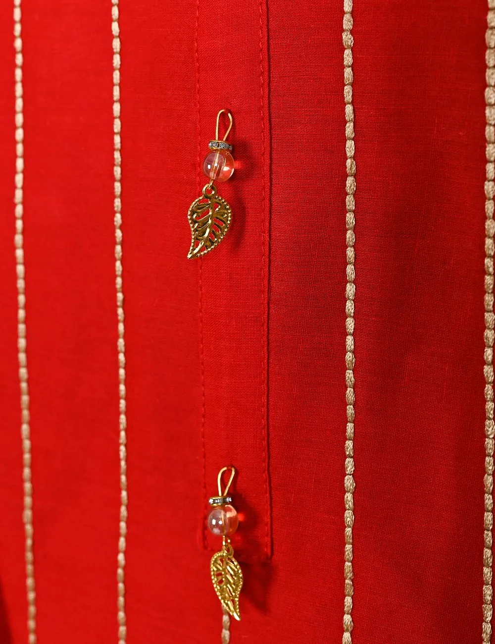 T20-002C-Red - Classic - Cotton Embroidered Stitched Kurti