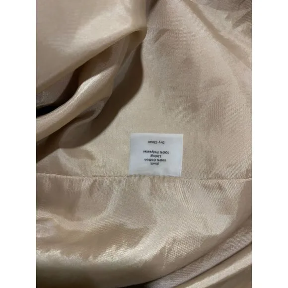 Talbots Short Trench Coat Tan 100% Cotton Corduroy Double Breasted Belt Size 10
