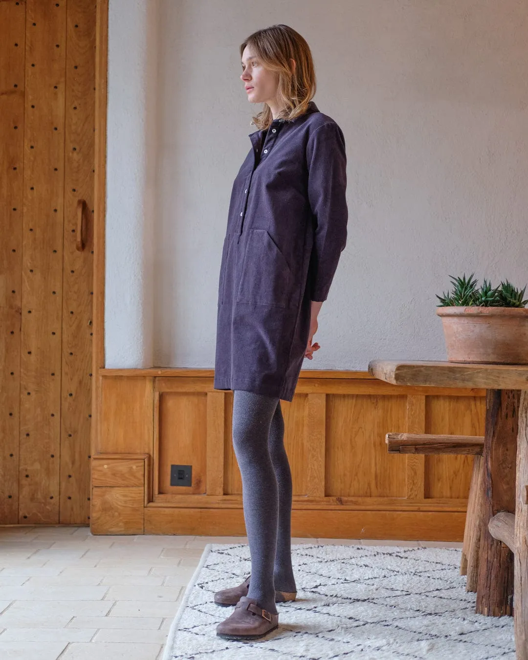 Tara Cotton Short Shirt Dress | Dove Grey Cord