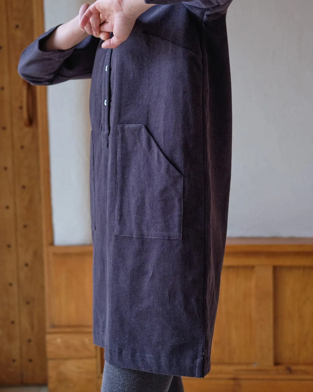Tara Cotton Short Shirt Dress | Dove Grey Cord