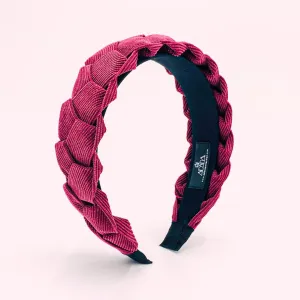 Thalassa Model Braided Corduroy Headband Black and Burgundy Colors - Comfortable and Stylish Hair Accessory for Women and Girls