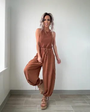 Understated Cargo Jumpsuit - Mocha