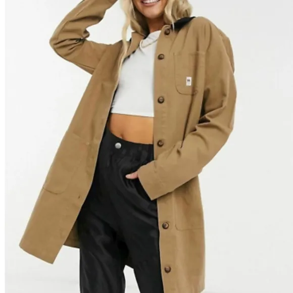 VANS Women's Size VN0A4SB6DZ9 Drill Long Chore Brown Jacket Cotton Contemporary