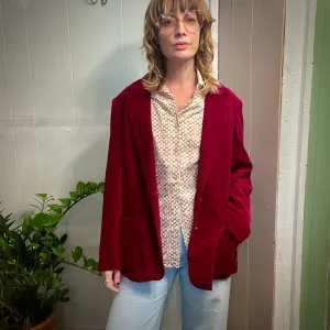 Vintage 70s 80s Sear Roebuck & Co The Fashion Place velvet blazer jacket // size 14 (HT23128)