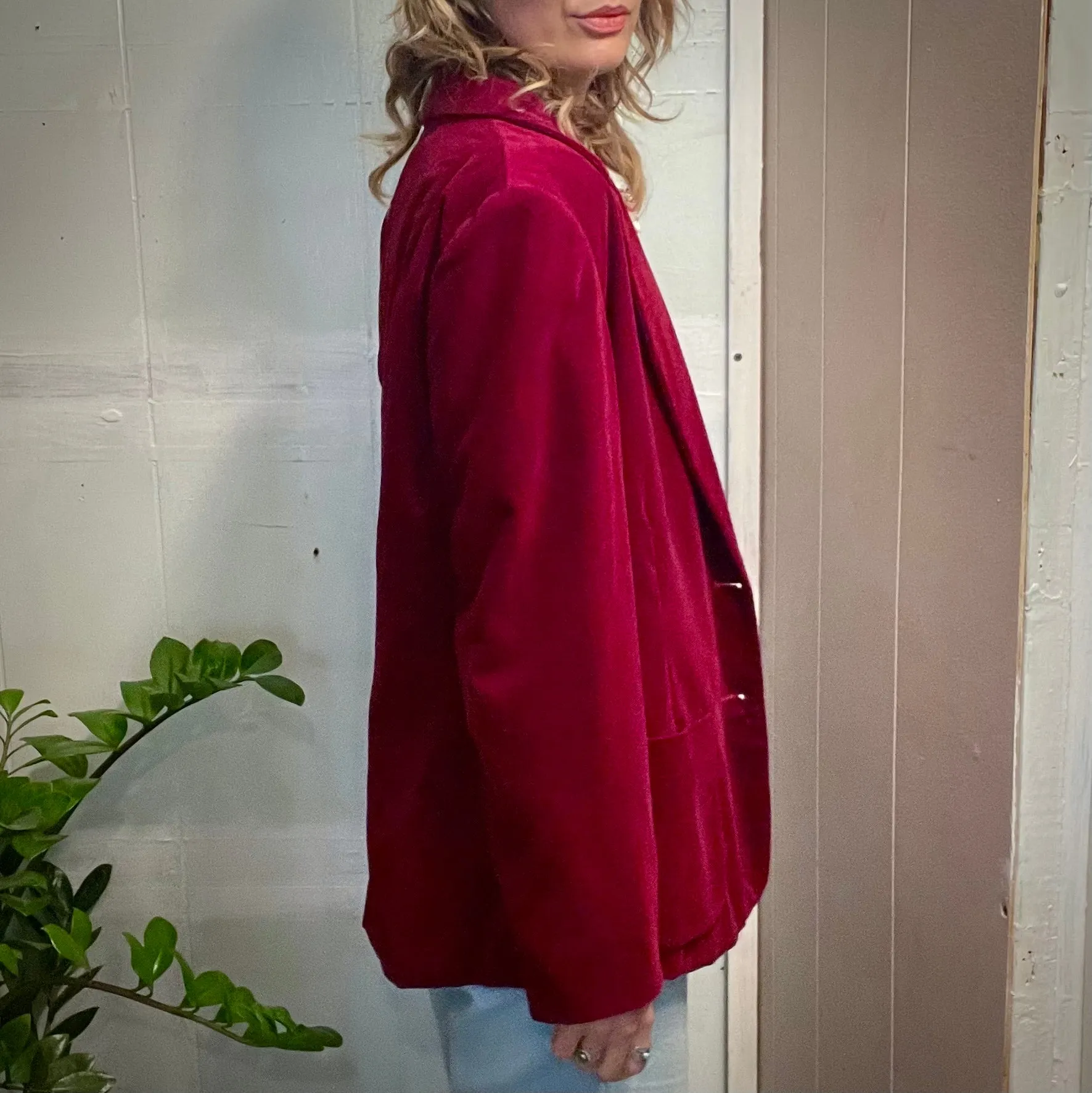 Vintage 70s 80s Sear Roebuck & Co The Fashion Place velvet blazer jacket // size 14 (HT23128)