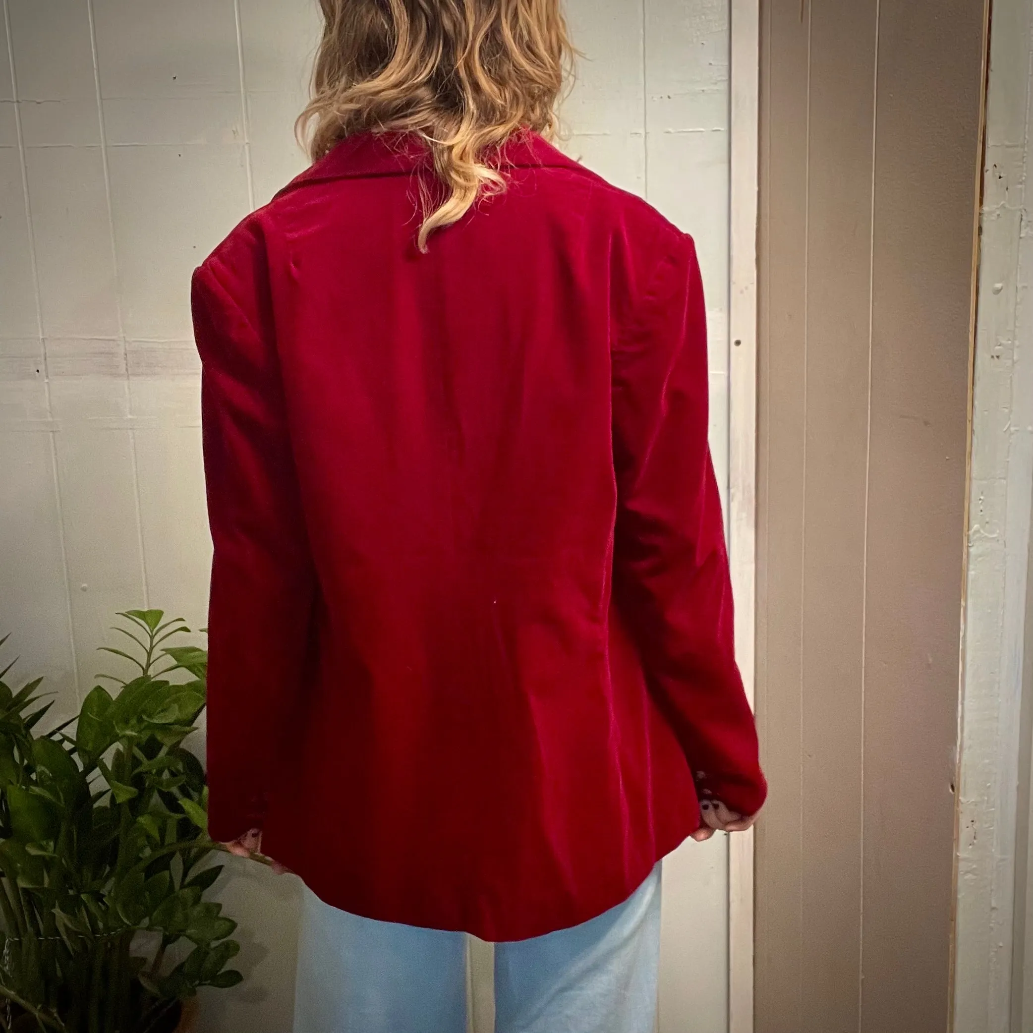 Vintage 70s 80s Sear Roebuck & Co The Fashion Place velvet blazer jacket // size 14 (HT23128)