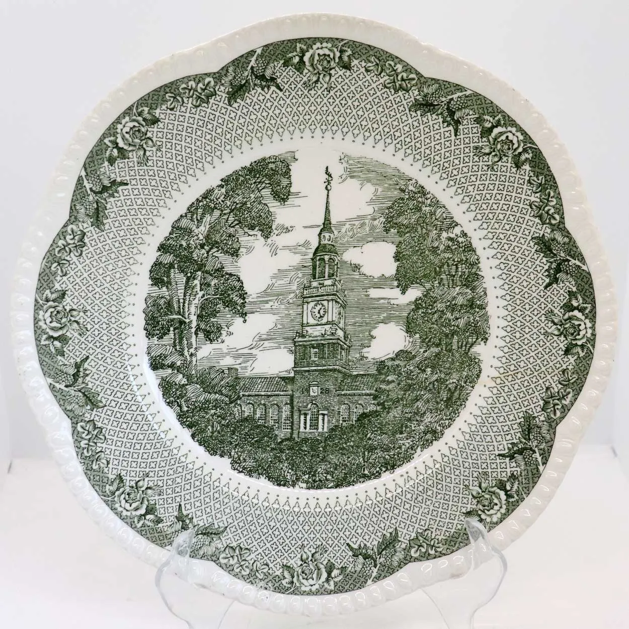 Vintage Set of Five English Wedgwood Cauldon Lace Dartmouth College Plates