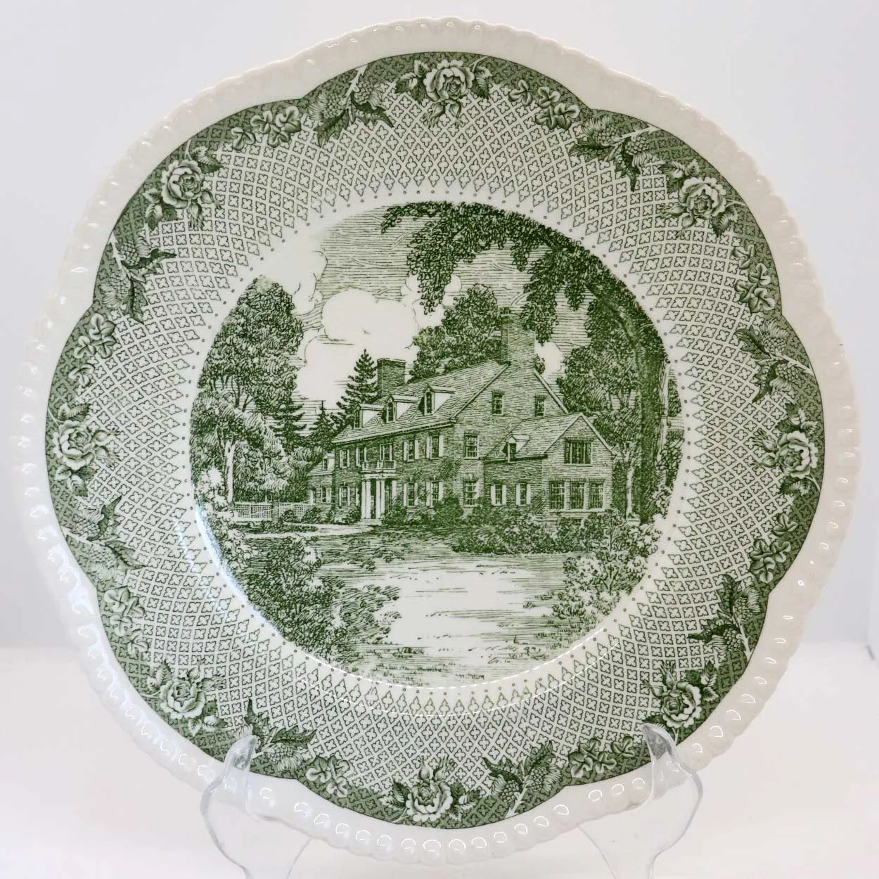 Vintage Set of Five English Wedgwood Cauldon Lace Dartmouth College Plates
