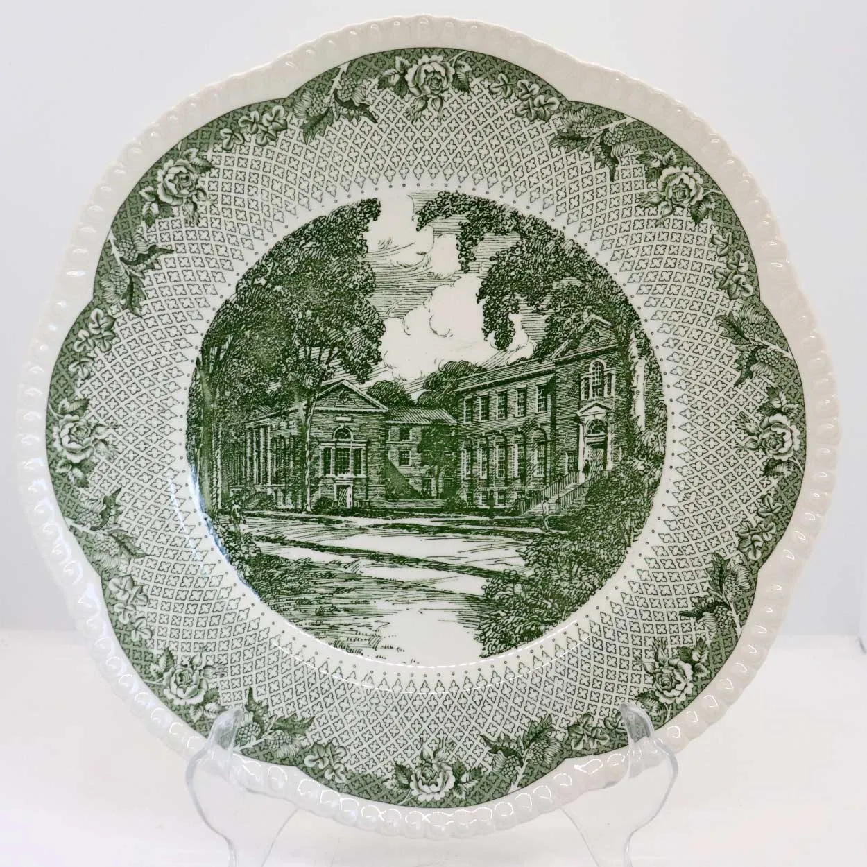 Vintage Set of Five English Wedgwood Cauldon Lace Dartmouth College Plates
