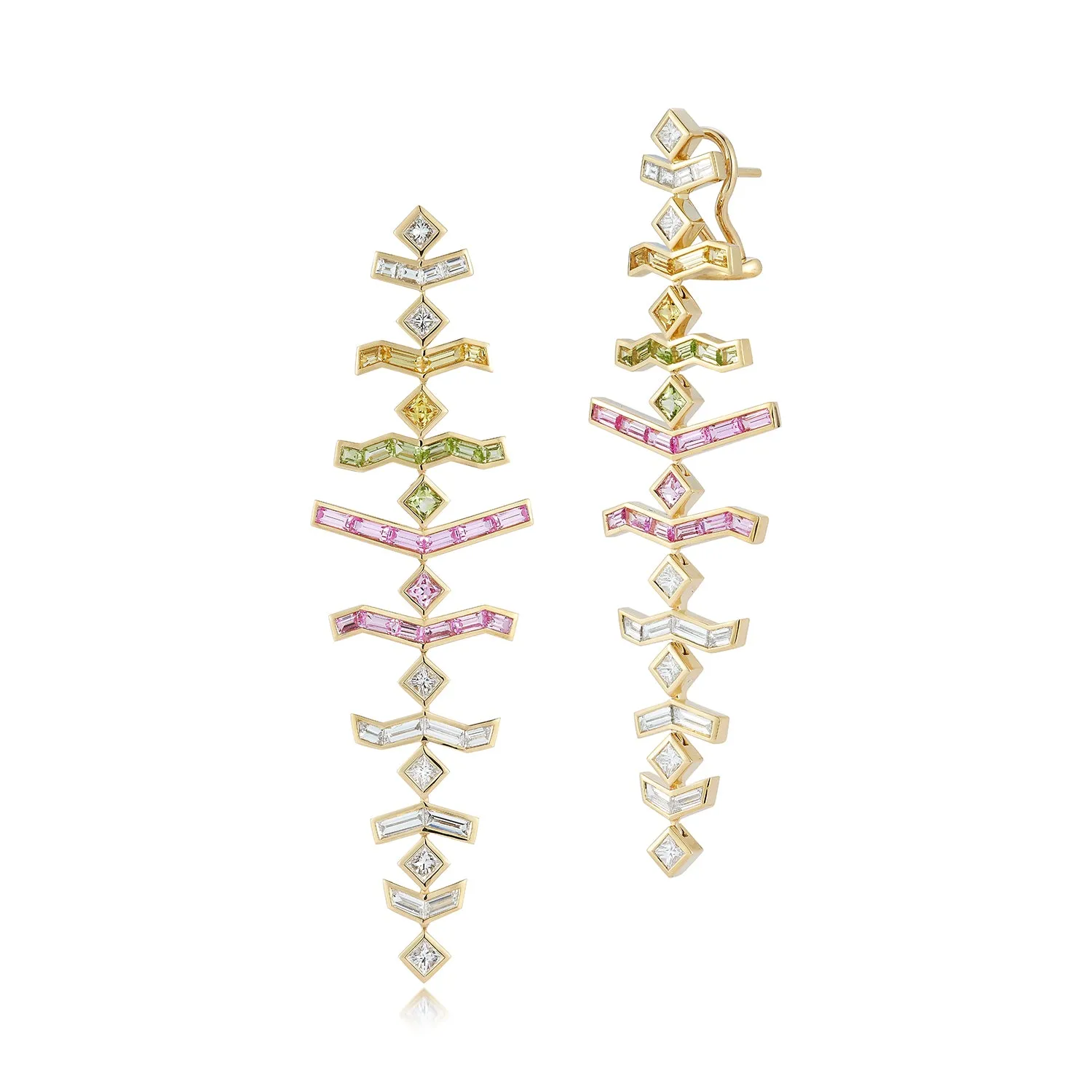 White Diamond Long Vibrations Earrings in Wildflower