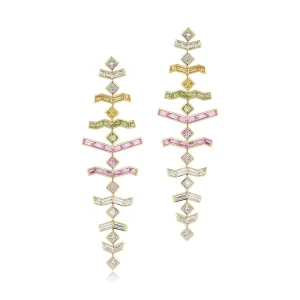 White Diamond Long Vibrations Earrings in Wildflower