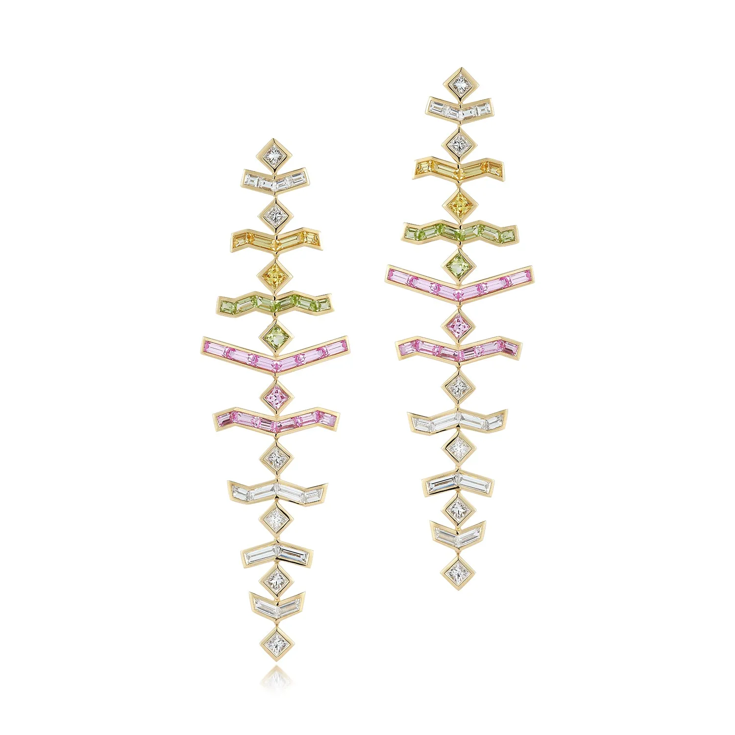 White Diamond Long Vibrations Earrings in Wildflower
