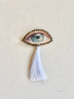 WhiteTassel Eye Brooch/Ornament