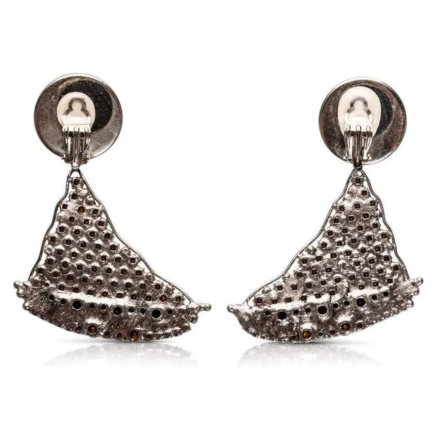 YVES SAINT LAURENT Crystal Sailboat Earrings Rare Collectors Item 1988