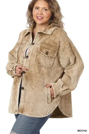 ZENANA Plus Premium Vintage Oversized Corduroy Shacket